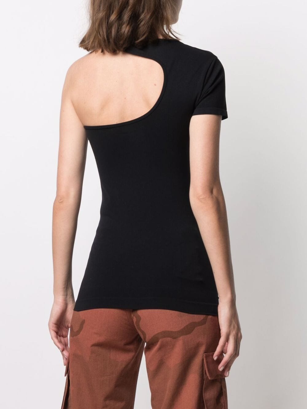 Black cut-out one-shoulder top - women